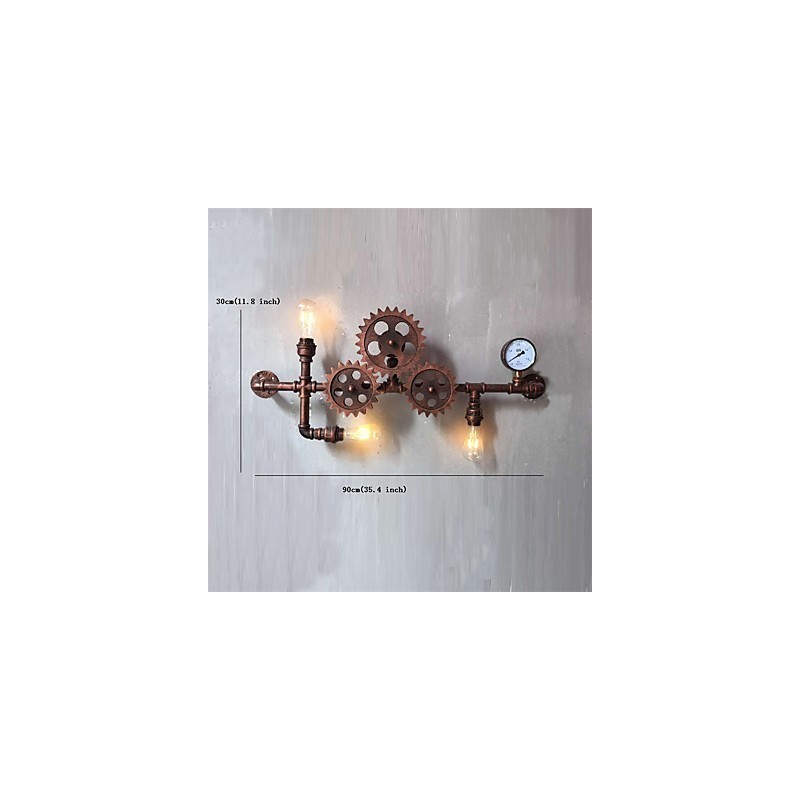 Vintage Industrial Pipe Wall Lights Wood Gear Shape Creative turnable Lights Restaurant Cafe Bar Decoration lighting