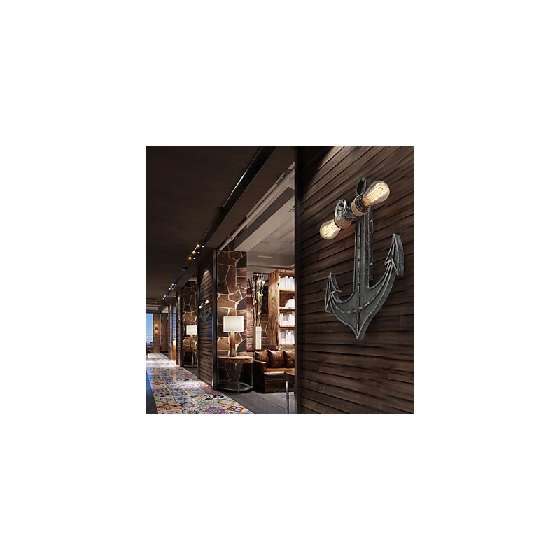 Vintage Industrial Wall Lights Wood Boat Anchor Shape Creative Restaurant Cafe Bar Decoration lighting