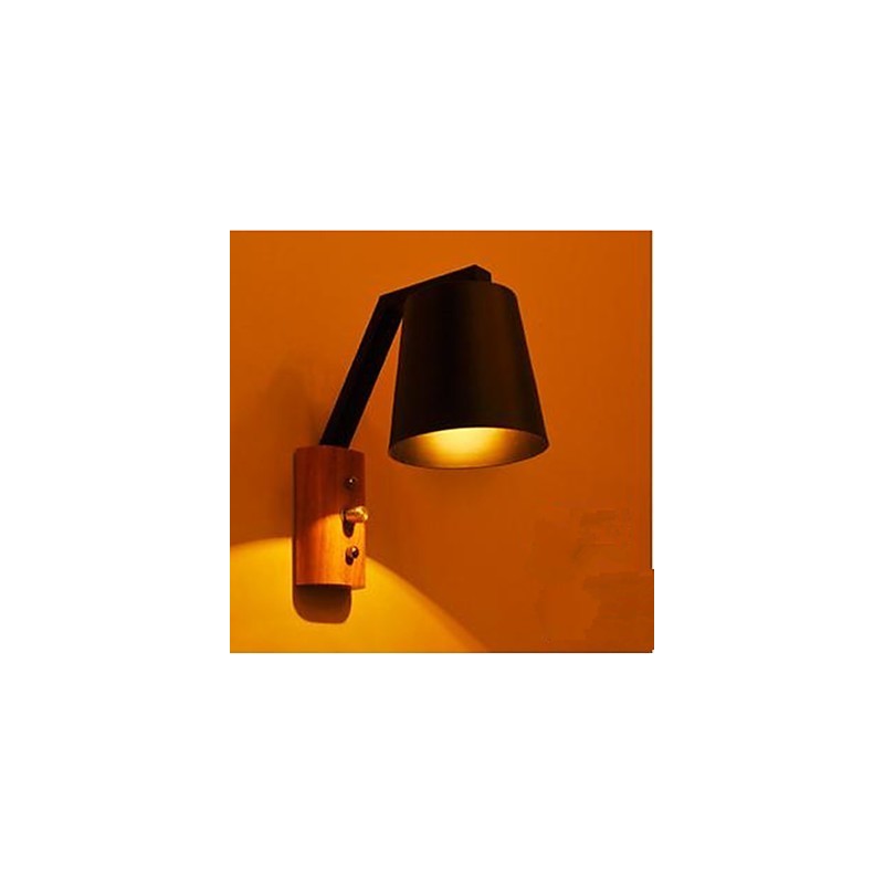 Creative Personality Warm Wood Iron Bed Lamp Switch With Nordic Corridor Study