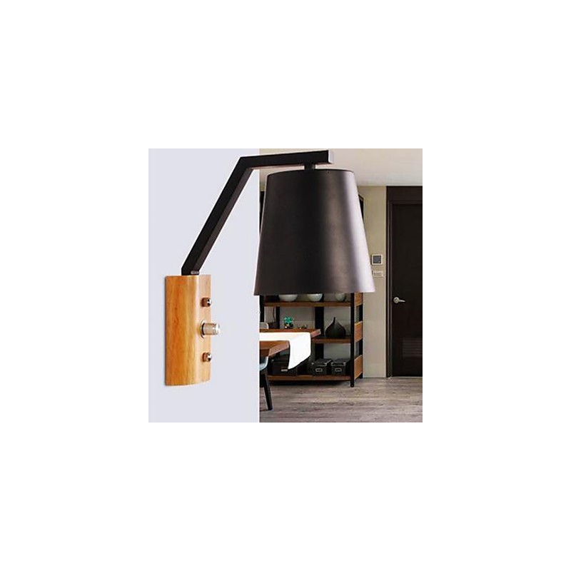 Creative Personality Warm Wood Iron Bed Lamp Switch With Nordic Corridor Study