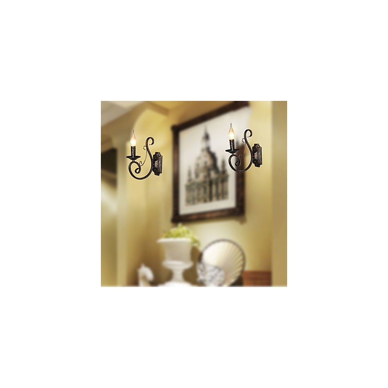 Mini Retro Wall Lamp Hallway Metal Candle Shape Wall Lamp Lighting