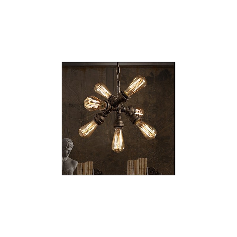 American Industrial Water Pipe Retro style Wind 7 Light Pendant Chandelier