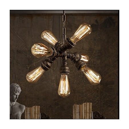 American Industrial Water Pipe Retro style Wind 7 Light Pendant Chandelier