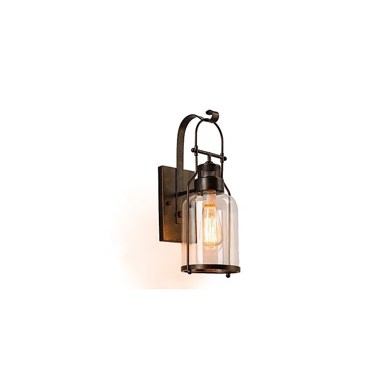 Retro Industrial Loft Lantern 1 Light Wall Sconce with Clear Glass