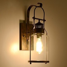 Retro Industrial Loft Lantern 1 Light Wall Sconce with Clear Glass