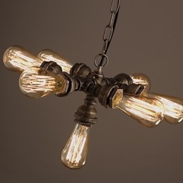 American Industrial Water Pipe Retro style Wind 7 Light Pendant Chandelier