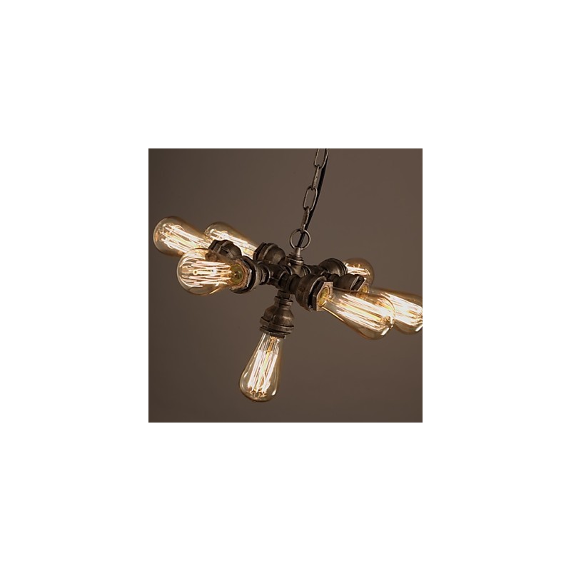 American Industrial Water Pipe Retro style Wind 7 Light Pendant Chandelier