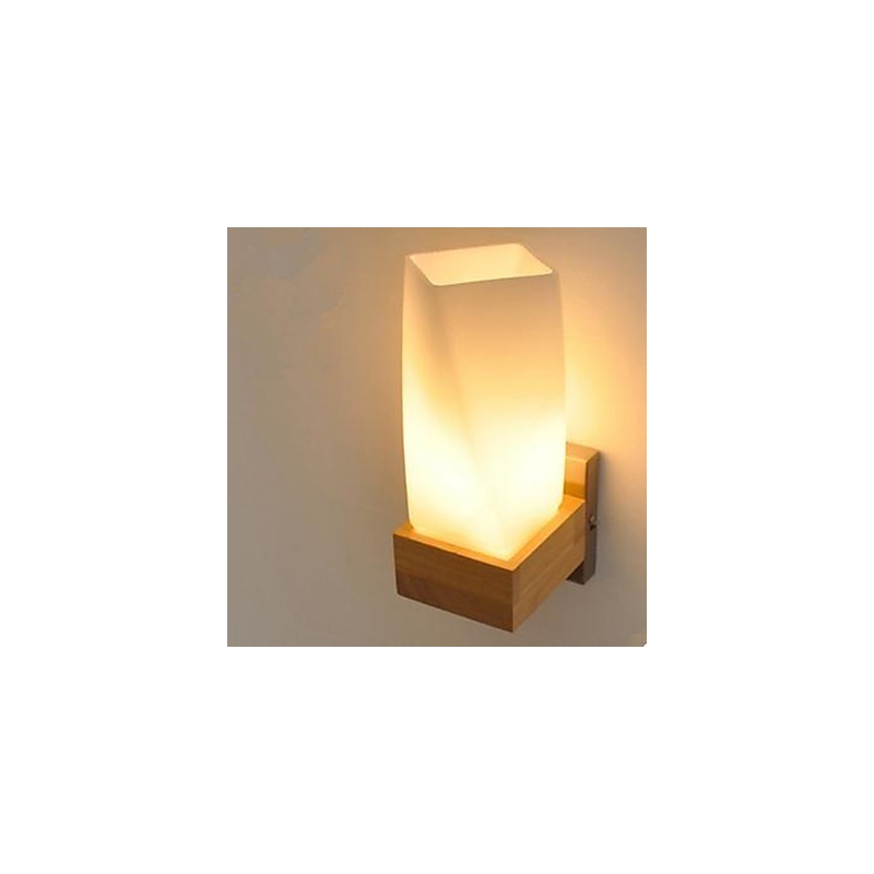 Simplicity Nordic Wood Art Living Room Corridor Balcony Glass Solid Wood Wall Lamp Of Bedroom The Head Of A Bed
