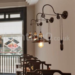 Retro Flush Mounted Wall Lights Aisle Bar Cafe Bedroom Study Loft Pulley Wall Lamp