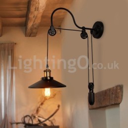 Retro Flush Mounted Wall Lights Aisle Bar Cafe Bedroom Study Loft Pulley Wall Lamp