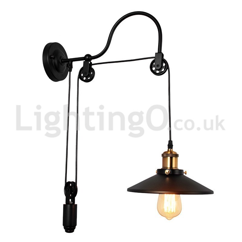 Retro Flush Mounted Wall Lights Aisle Bar Cafe Bedroom Study Loft Pulley Wall Lamp