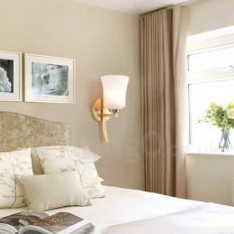 Pure Brass Luxurious Rustic Retro Vintage Brass 1 Light Wall Light with Glass Shade Special for Hotel Office Showroom Living Room Dinning Room