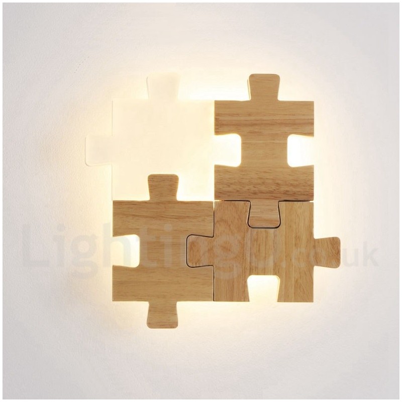 Wooden Wall Sconces with Acrylic Shade Modern Contemporary Wood Bamboo Wall Light