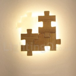 Wooden Wall Sconces with Acrylic Shade Modern Contemporary Wood Bamboo Wall Light
