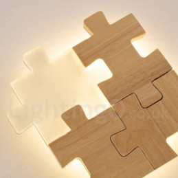 Wooden Wall Sconces with Acrylic Shade Modern Contemporary Wood Bamboo Wall Light