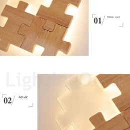 Wooden Wall Sconces with Acrylic Shade Modern Contemporary Wood Bamboo Wall Light