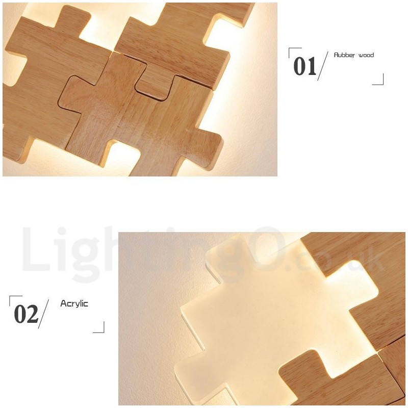 Wooden Wall Sconces with Acrylic Shade Modern Contemporary Wood Bamboo Wall Light