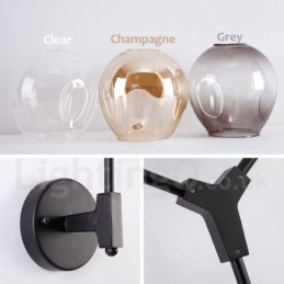 Rustic Retro Vintage Two Light Wall Light with Multi Colours Glass Shade Special for Hotel Office Showroom Living Room Bed Room