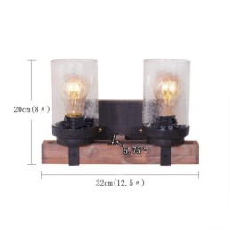 2 Light Vintage Wooden Industrial Style Wall Light for Wind Bar Loft Coffee Restaurant