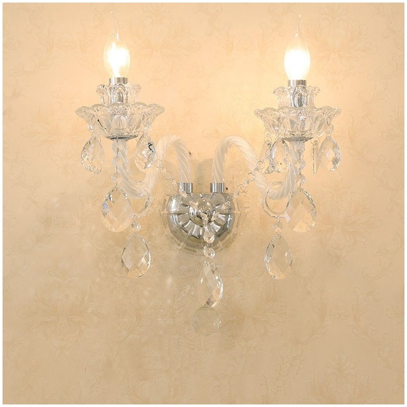 2 Light Matching Crystal Candle Retro Glass Wall Light