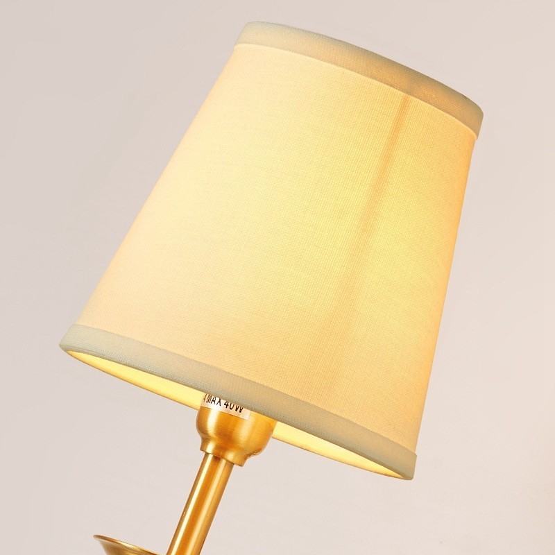 Pure Brass Luxurious Rustic Retro Vintage 1 Light Candle Wall Light with Fabric Shade Special for Hotel Bedroom Showroom Living Room Dinning Room