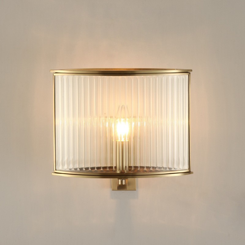 Pure Brass Luxurious Rustic Retro Vintage 1 Light Wall Light with Glass Shade