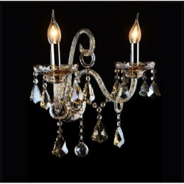 2 Light Matching Cognac Color K9 Crystal Candle Retro Glass Wall Light