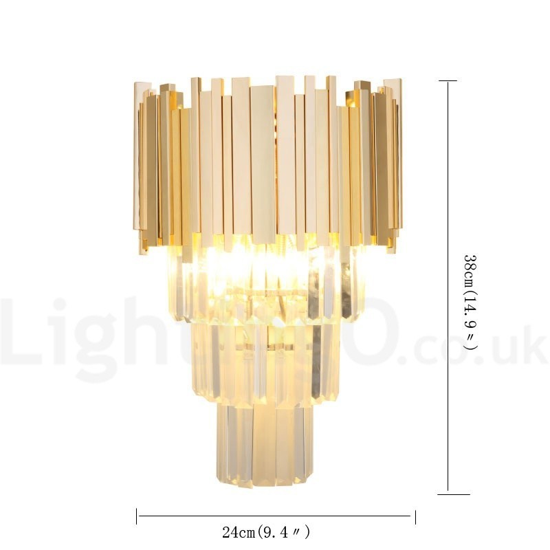 Gold Matching Postmodern Luxury K9 Crystal Wall Light with Crystal Shade