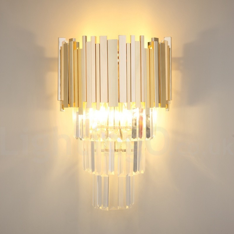 Gold Matching Postmodern Luxury K9 Crystal Wall Light with Crystal Shade