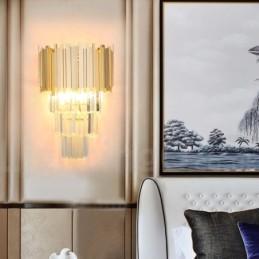 Gold Matching Postmodern Luxury K9 Crystal Wall Light with Crystal Shade