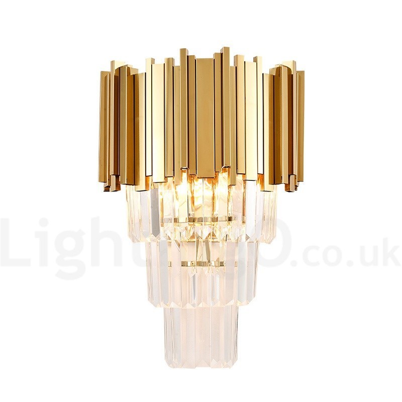 Gold Matching Postmodern Luxury K9 Crystal Wall Light with Crystal Shade