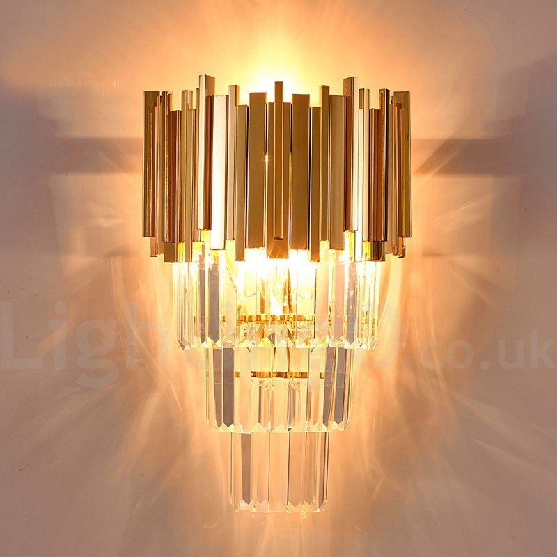 Gold Matching Postmodern Luxury K9 Crystal Wall Light with Crystal Shade