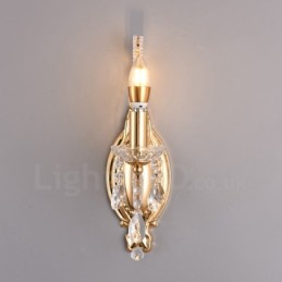 1 Light Gold Black American Style Crystal Wall Light for Living Room Dining Room Clothing Store Coffee Store Hotel