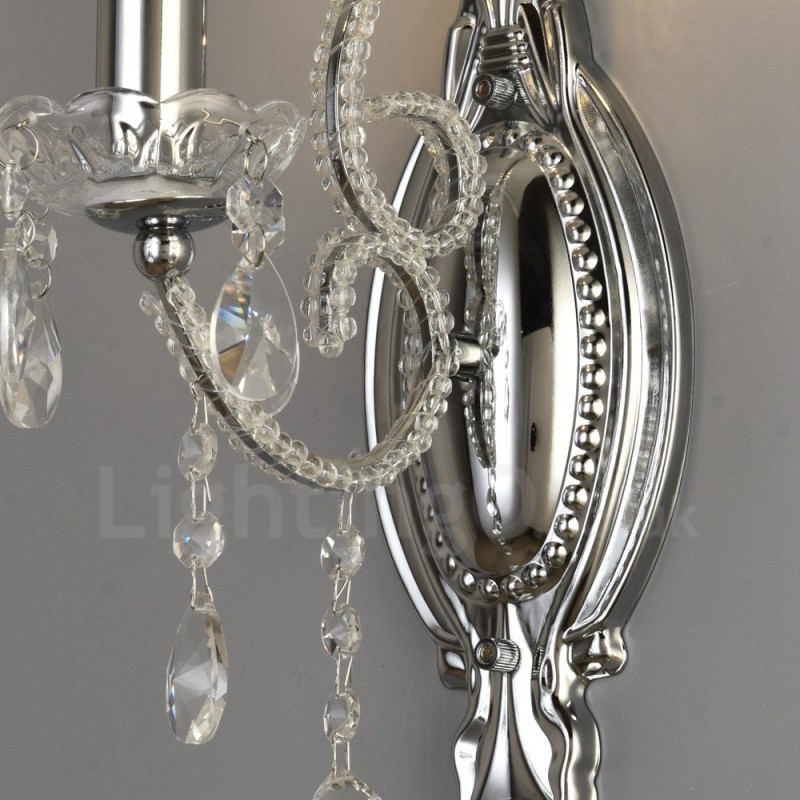 1 Light Gold Black American Style Crystal Wall Light for Living Room Dining Room Clothing Store Coffee Store Hotel