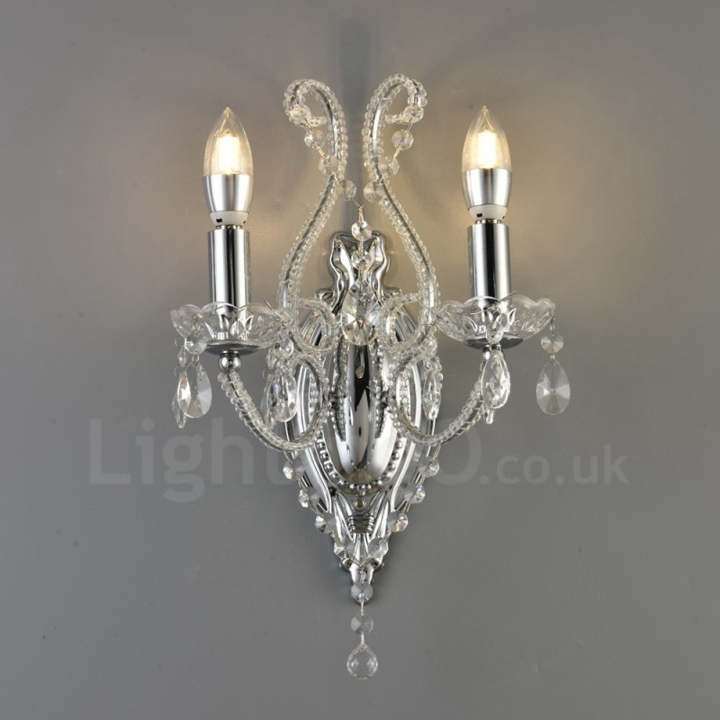 2 Light Gold Black American Style Crystal Wall Light for Living Room Dining Room Clothing Store Coffee Store Hotel