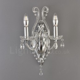 2 Light Gold Black American Style Crystal Wall Light for Living Room Dining Room Clothing Store Coffee Store Hotel