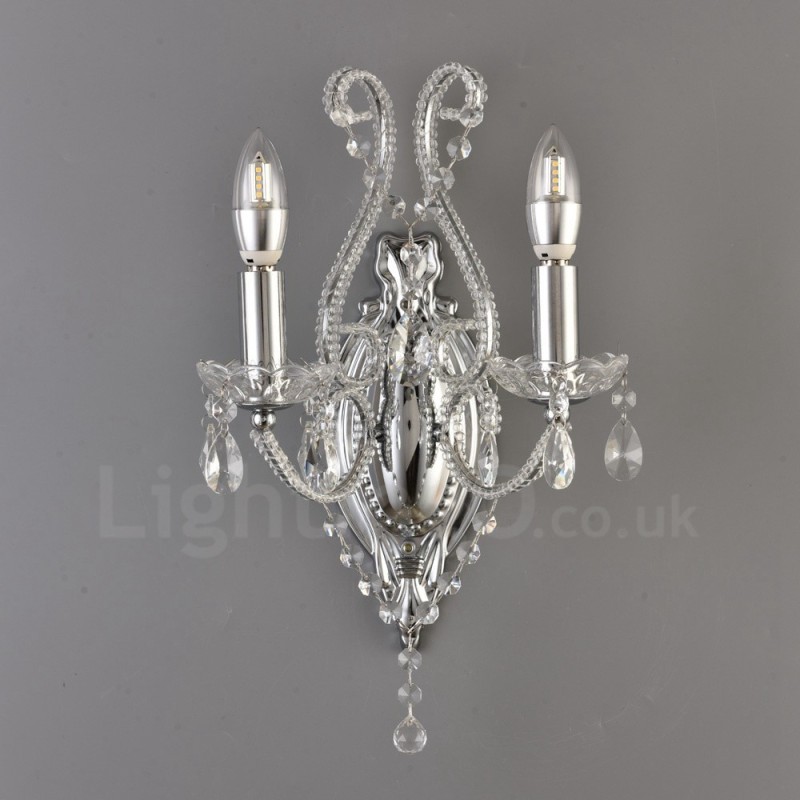 2 Light Gold Black American Style Crystal Wall Light for Living Room Dining Room Clothing Store Coffee Store Hotel