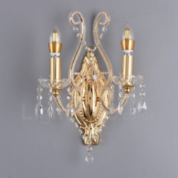 2 Light Gold Black American Style Crystal Wall Light for Living Room Dining Room Clothing Store Coffee Store Hotel
