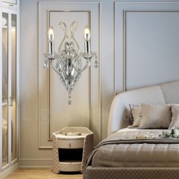 2 Light Gold Black American Style Crystal Wall Light for Living Room Dining Room Clothing Store Coffee Store Hotel