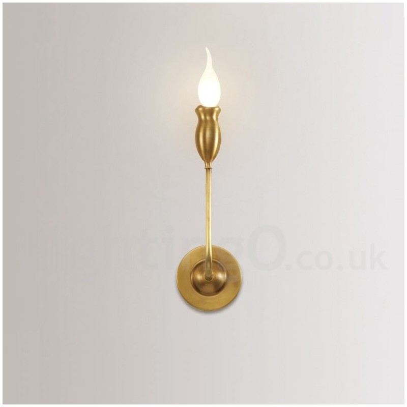 Pure Brass Luxurious Rustic Retro Vintage 1 Light Candle Wall Light Special for Hotel Bedroom Showroom Living Room Dinning Room