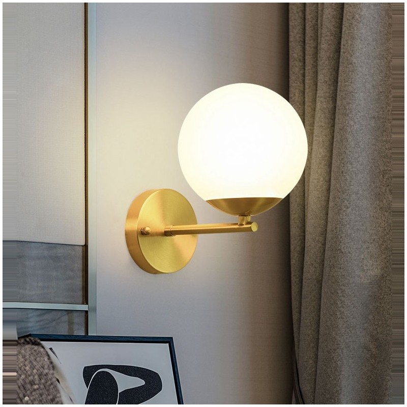 Modern Molecules Bean Wall Light with Ball Glass Shade
