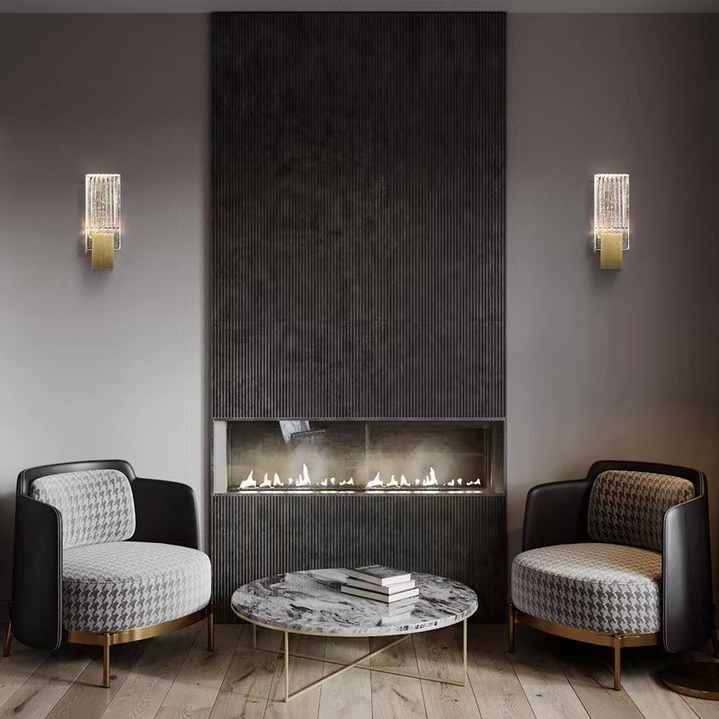 Postmodern Minimalist Living Room Crystal Wall Sconces American Art Bedside Bedroom Study Wall Sconces