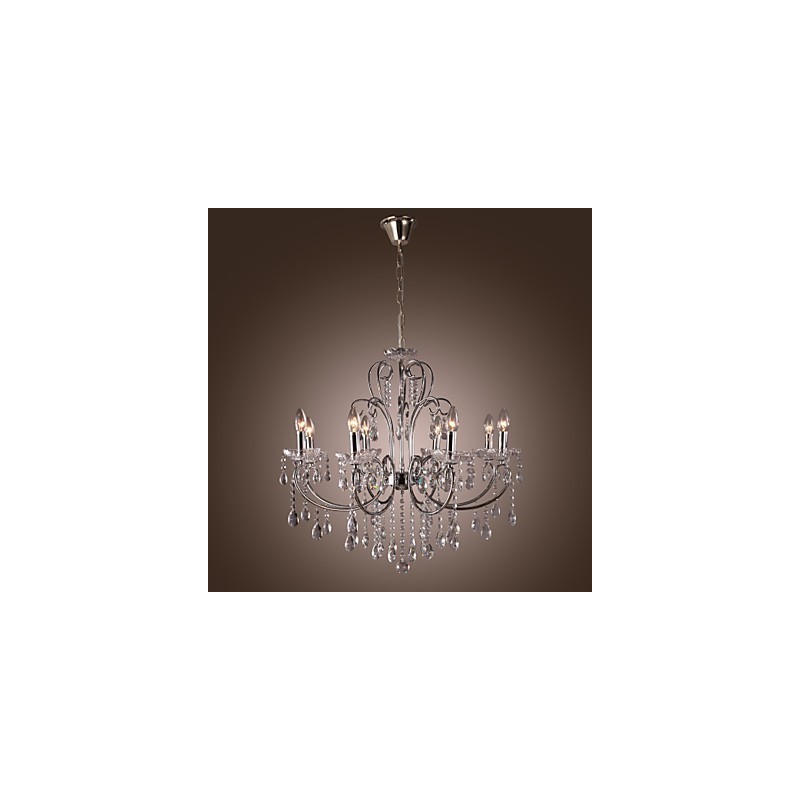 Traditional Classic Crystal Chrome Metal Chandelier