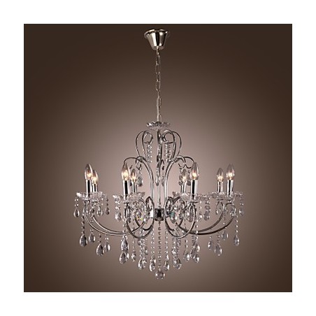 Traditional Classic Crystal Chrome Metal Chandelier