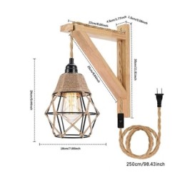 Hemp Rope Iron Art Wall Light American Pastoral Retro Wall Sconce With Plug