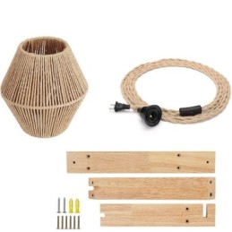 Paper Rope Wall Sconce American Pastoral Retro Wall Light With Plug