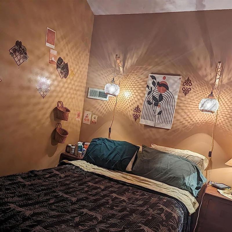 Bamboo Wall Sconce American Pastoral Retro Hemp Rope Wall Light With Plug