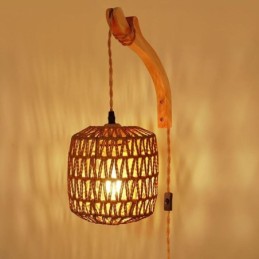 American Retro Wall Sconce 3M Hemp Rope Hanging Line Paper Rope Woven Lampshade