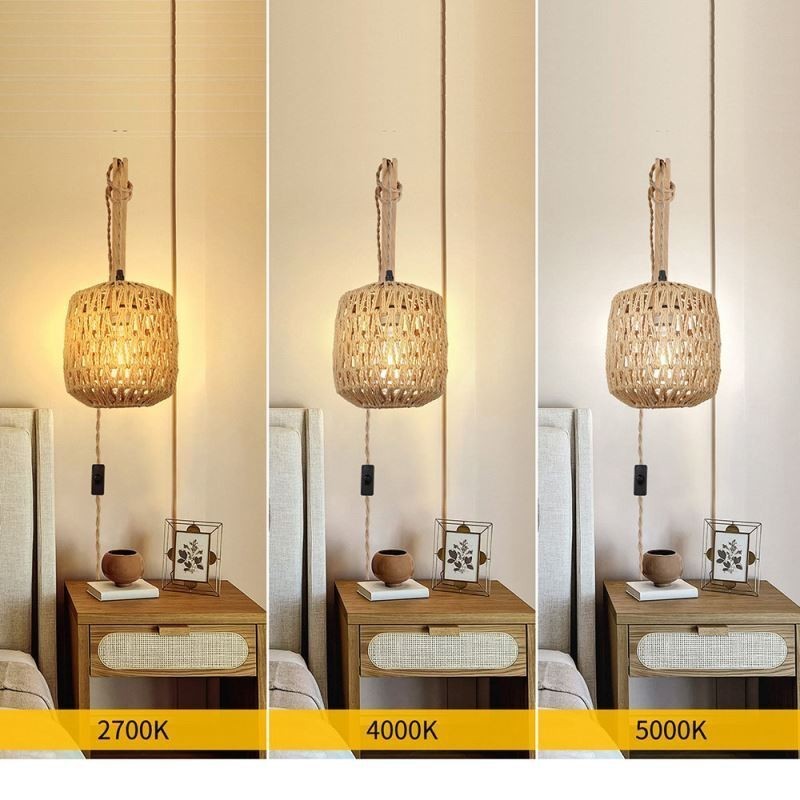 American Retro Wall Sconce 3M Hemp Rope Hanging Line Paper Rope Woven Lampshade