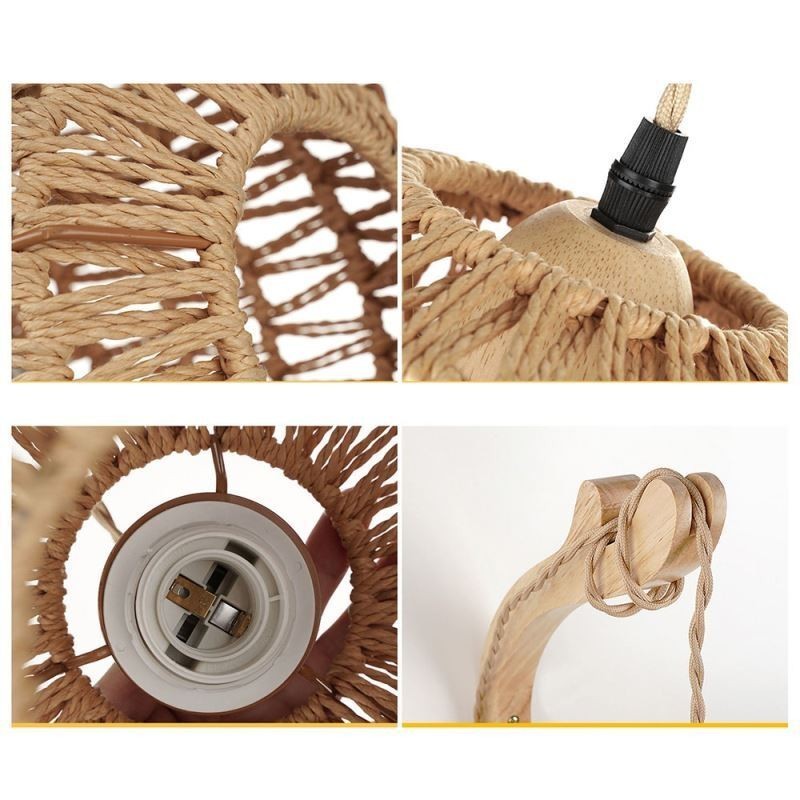 American Retro Wall Sconce 3M Hemp Rope Hanging Line Paper Rope Woven Lampshade